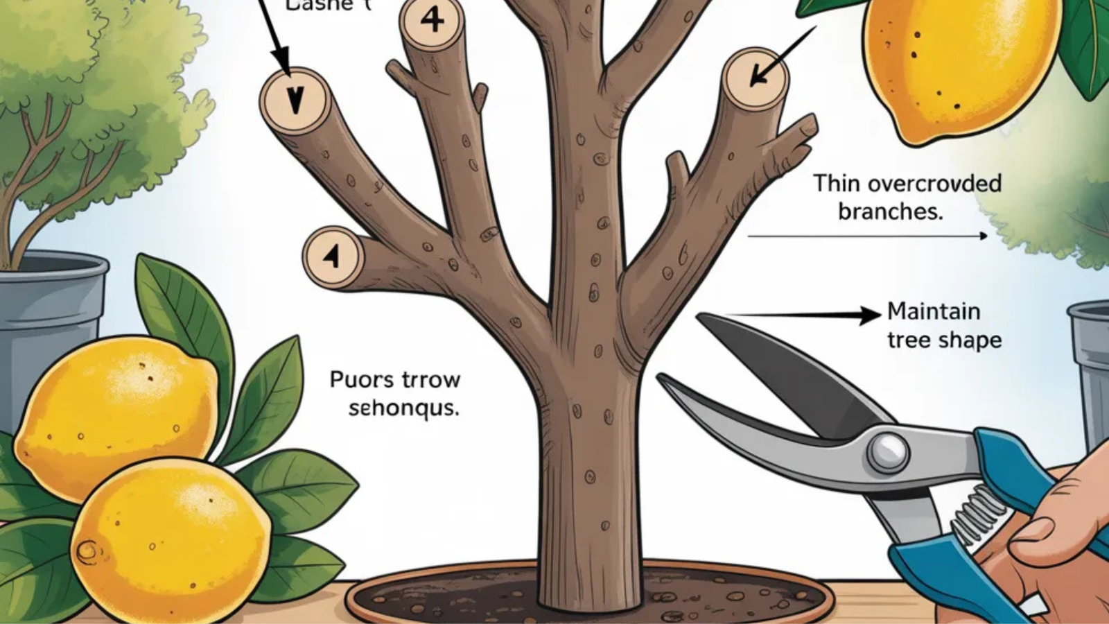 Pruning Lemon Trees in Pots or Containers